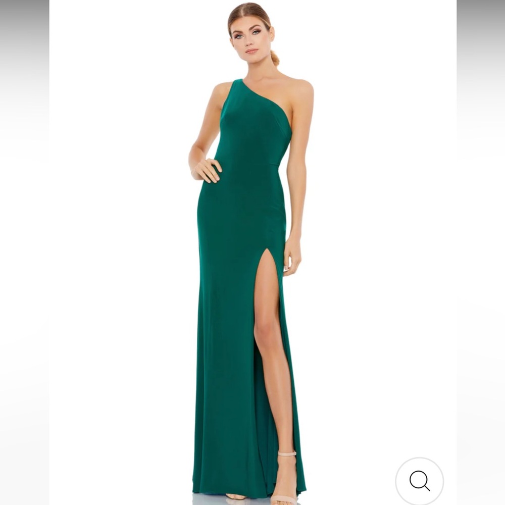 Mac Duggal Ieena Jersey One Shoulder Draped Back Gown